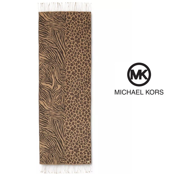 Michael Kors Multi Animal Fringed Scarf - Picture 2 of 4